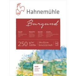 Hahnemuehle Hand-Made Burgundy Watercolour Block, 20 Sheets, 250gsm -Copic Shop HahnemuehleHand MadeBurgundyWatercolourBlock2C20sheets2C250gsm 2