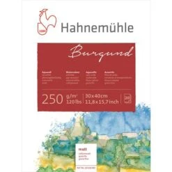 Hahnemuehle Hand-Made Burgundy Watercolour Block, 20 Sheets, 250gsm -Copic Shop HahnemuehleHand MadeBurgundyWatercolourBlock2C20sheets2C250gsm 3