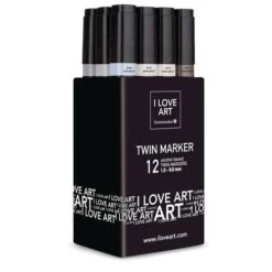 I LOVE ART | Twin Marker Grey Shades Sets — 12 Pens -Copic Shop ILOVEART7CTwinMarkerGreyShadesSetsE2809412pens 1