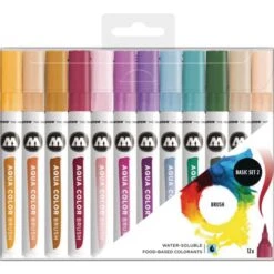 MOLOTOW™ | AQUA COLOR BRUSH Marker Sets — 12 Markers -Copic Shop MOLOTOWE284A27CAQUACOLORBRUSHMarkerSetsE2809412markers 1