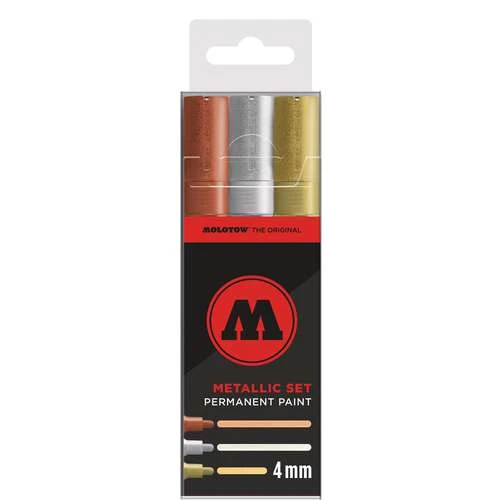 Molotow Metallic Set Permanent Paint Markers 3 Molotow Metallic Set Permanent Paint Markers