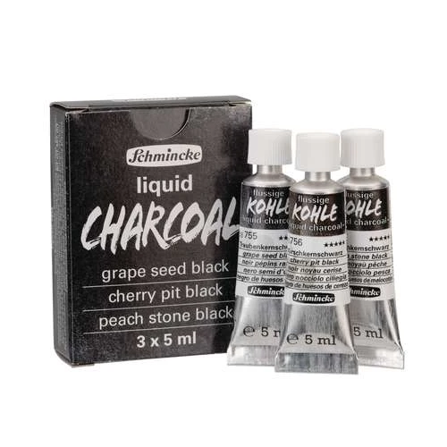 Schmincke | Liquid Charcoal Set — 3 X 5 Ml Tubes 3 Schmincke | Liquid Charcoal Set — 3 X 5 Ml Tubes