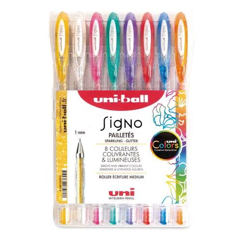 Uni-Ball Signo UM120SP Glitter 8 Gel Pen Set 3 Uni-Ball Signo UM120SP Glitter 8 Gel Pen Set