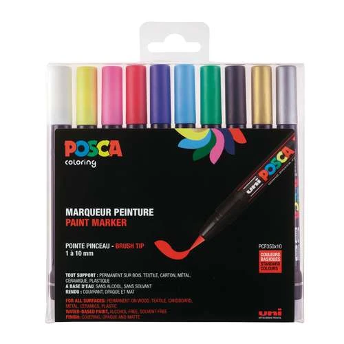 Uni Posca 10 Brush Marker PCF350 Set 3 Uni Posca 10 Brush Marker PCF350 Set